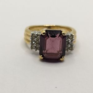 18k gold electroplated ring with purple stone
